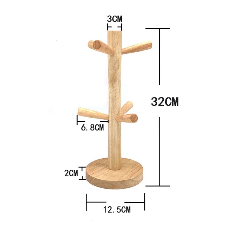 6 Hooks Mug Holder Tree,Wooden Cup Holder Mug Tree Holder Rack Tabletop Holder,Tea Coffee Cup Mug Hoooks Mug Cup Tree