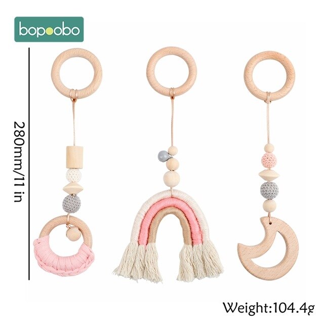 1set Animals Wooden Pendant Baby Play Gym BPA Free Food Grade Wooden Teether Toys Interactive Baby Birth Wooden Blank Toys: Type 3