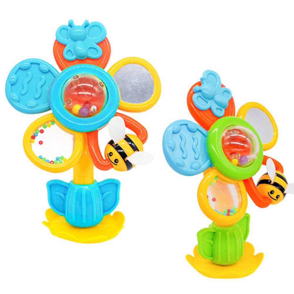 Tilfældig farve baby blomst roterende klapper pariserhjul sugekop med farverige perler intelligent legetøj pædagogisk legetøj  #40