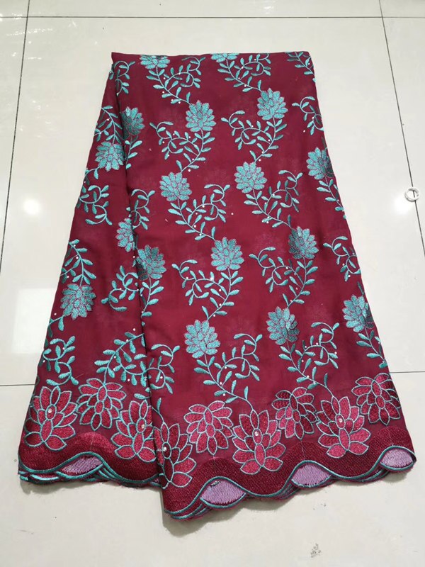 Nigerian Burgundy Lace Fabrics African French Tulle Lace Fabric For Woman Dress with Beads: burgundy