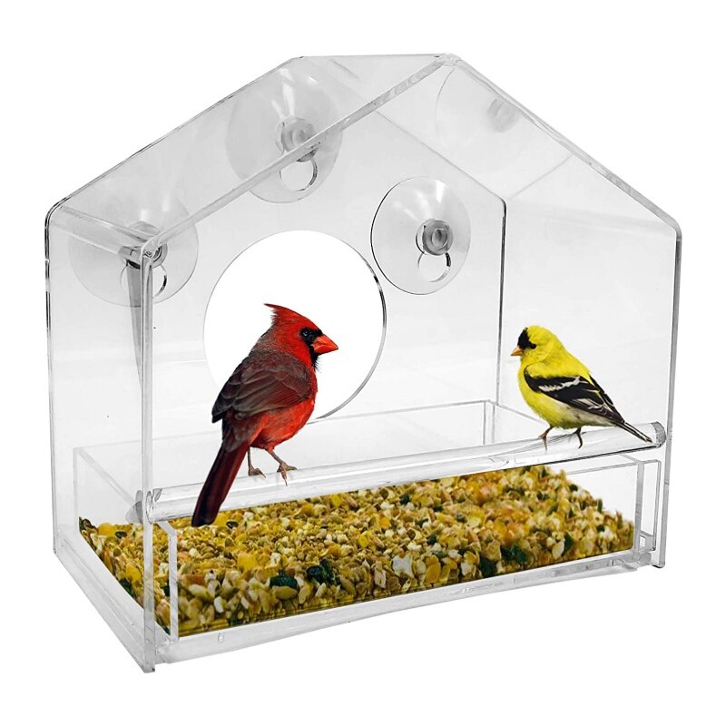 Upgraded Window Bird Feeder Large Crystal Clear Weatherproof Bird Feeders（30*10*13CM）: B 20x10x19cm