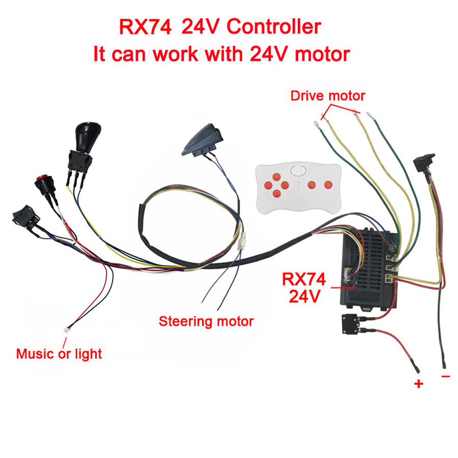 Coche eléctrico para niños DIY modificado, kit de cables y interruptor con control remoto Bluetooth 2,4G y controlador para coche eléctrico de bebé hecho a sí mismo: Azul