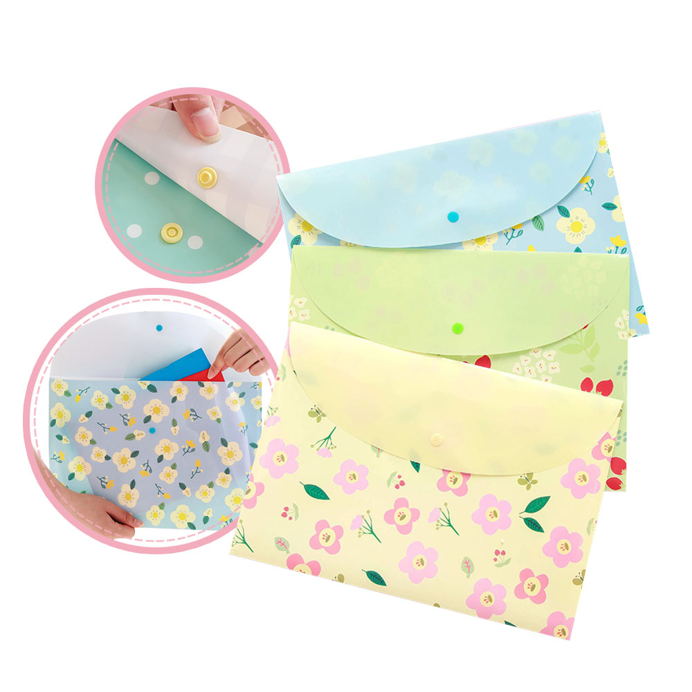 1PC Fresh Floral Filing Production Folder Multi-Function 5/8 Into Mezzanine File A4 Document File Folder School Office