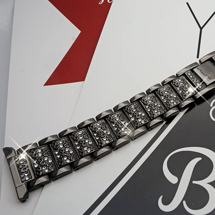 Pulsera brillante para Fitbit Versa 2/3, repuesto de Correa para Fitbit Sense, accesorios de Correa de reloj de Metal para mujer: Fitbit Versa / Black