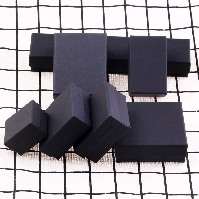 Neue Stil Mutli Größe Schmuck Kasten Ring Halskette Armbinde Ohrring Verpackung Boxen Handgemachten Schmuck Kasten mit Schwamm Insid: Schwarz Papier / 7x7x1.8cm