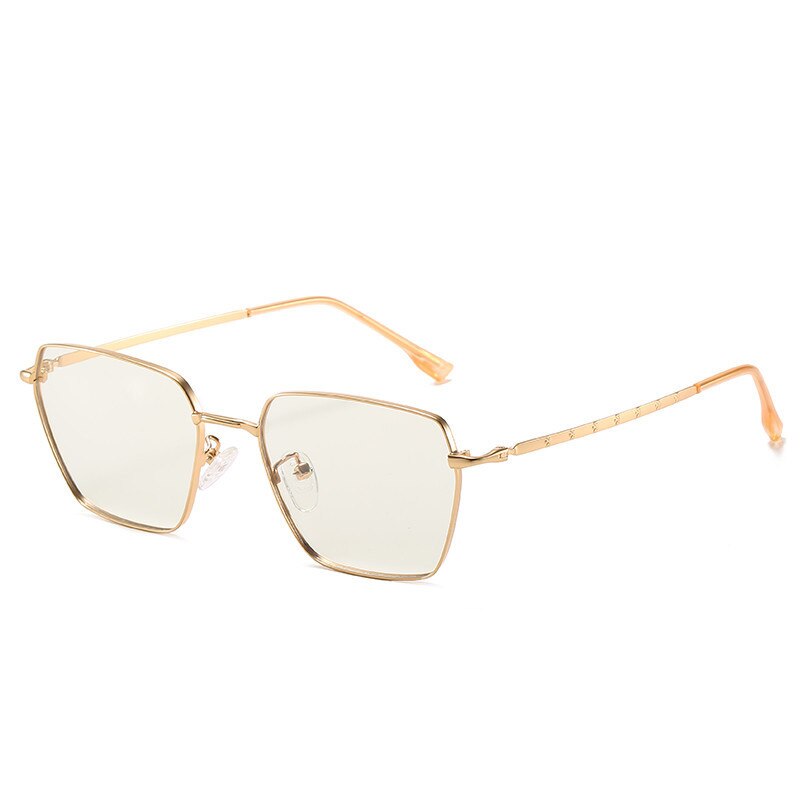 Photochromic Blue Light Filter Glasses Hipster Vintage Oversized Glasses Irregular Square Alloy Frame Computer Gaming Glasses: gold