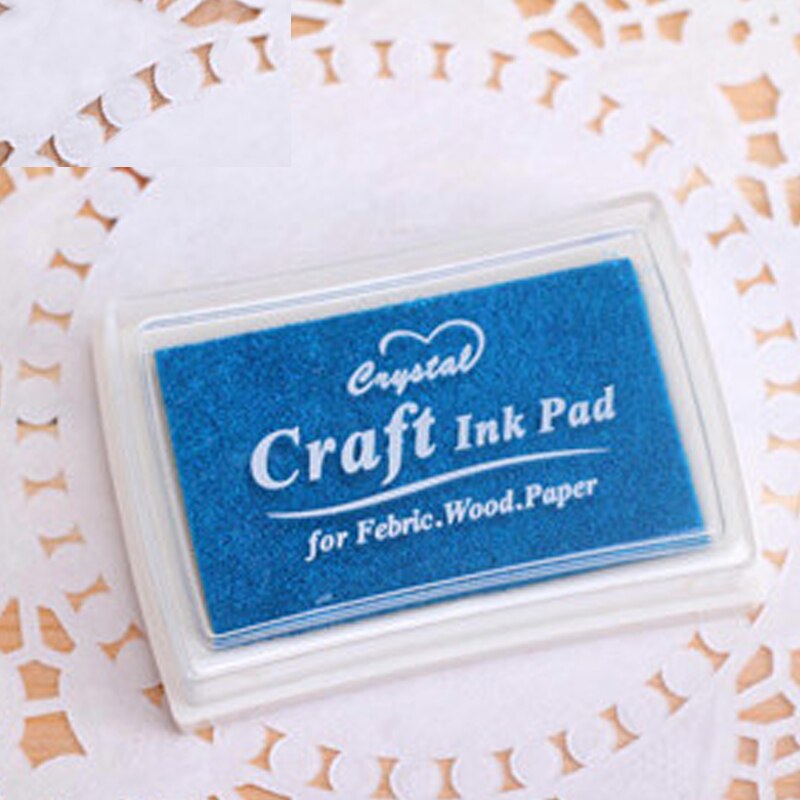 15 kleuren inktkussen rubber stempels stof hout papier scrapbooking inktkussen handgemaakt doe-het-zelf knutselen inktkussen op oliebasis vingerverf bruiloft: Lichtblauw