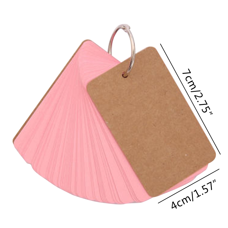 100 Sheets Heavy Index Cards Blank Study Cards with Binder Ring Memo Card DIY Note Book Message Card with Loose Leaf Ring
