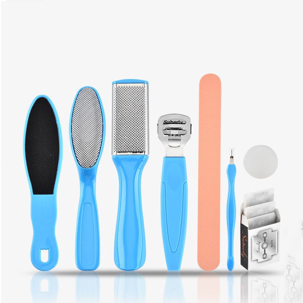 Juego de herramientas profesionales de pedicura, limas para los pies, removedor de callos para el cuidado de los pies, lima de uñas, removedor de piel dura, 8/10 piezas: blue 8pcs