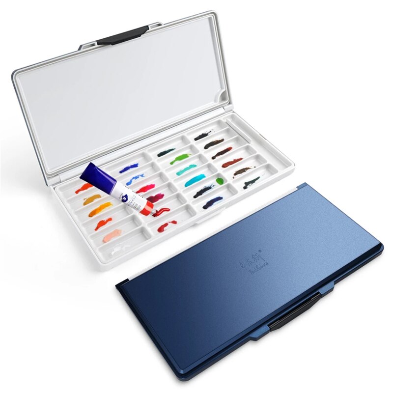 Paul Rubens – Palette d&#39;aquarelle rose, 24 grilles, hydratante, indépendante, Premium, adaptée à l&#39;aquarelle: blue