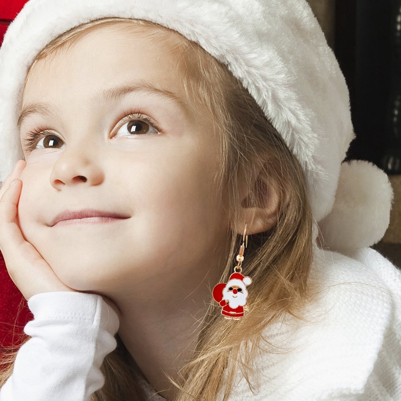 5pc julekvinder smykkesæt julemand elg klokke øreringe halskæde armbånd indretning jul til pige kvinder kone mor veninde