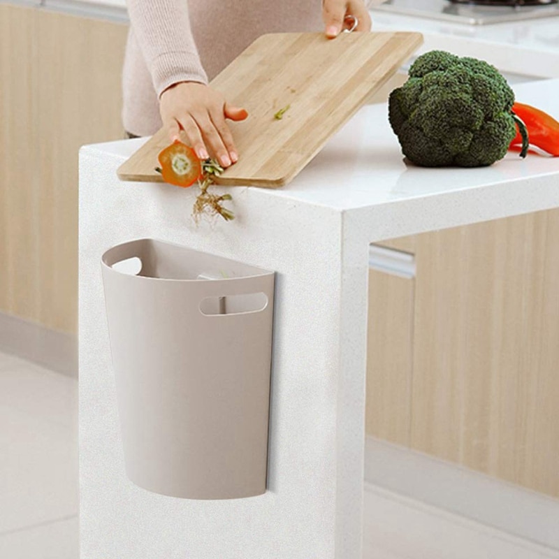 Abss-lille skraldespand, hængende affaldsspand under køkkenvasken, pp affaldskurv over skabsdør med øverste ring til at rette skraldepose
