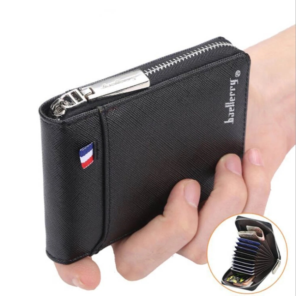 Wallet Men's Short Small Multifunctional Hand Card Holder PU Business Zipper Purse High Casual