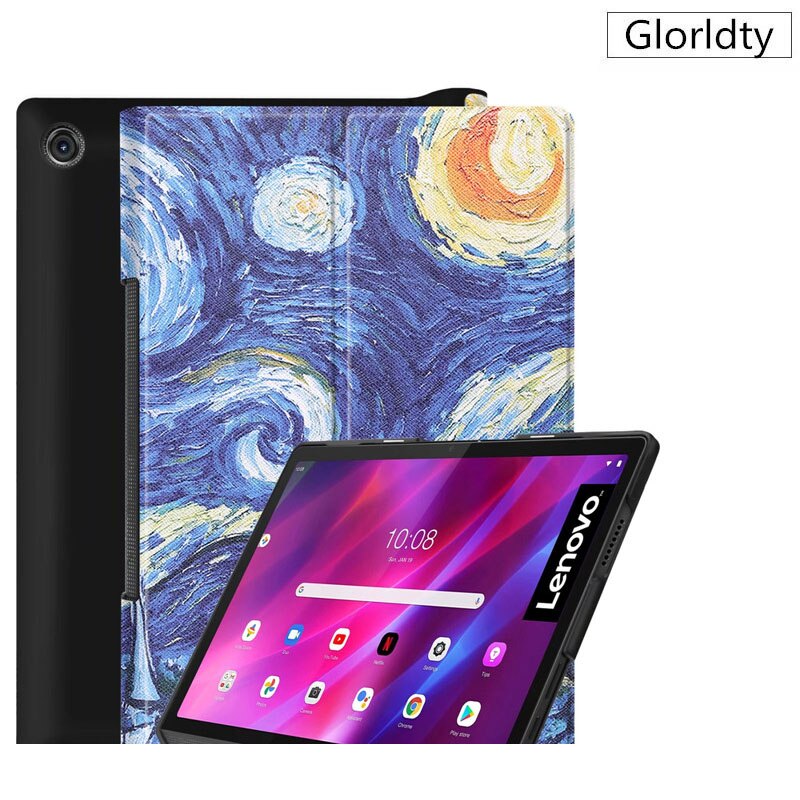 Geschilderd Funda Voor Lenovo Yoga Tab 11 Case YT-J706F Pu Lederen Flip Etui Voor Lenovo Yoga Tab 11 Yt j706F Tablet Coque + Pen: xing kong