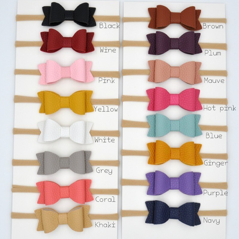 16 unids/lote lazo de imitación de cuero de 2,5 pulgadas cinta para el cabello de Nylon suave accesorio para cabello de bebé