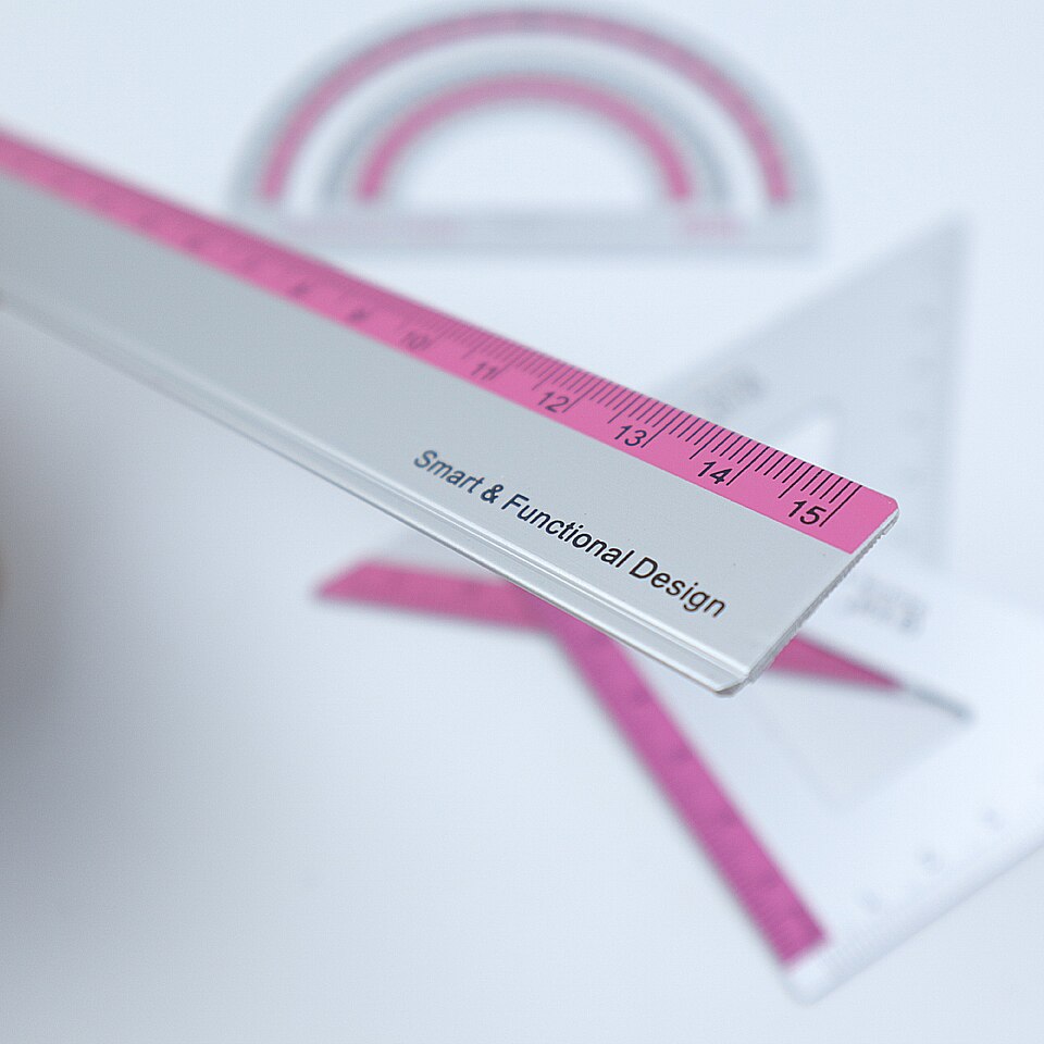 Regla de aleación de aluminio para estudiantes, regla triangular de Metal geométrico, material escolar de oficina, 4 unids/set