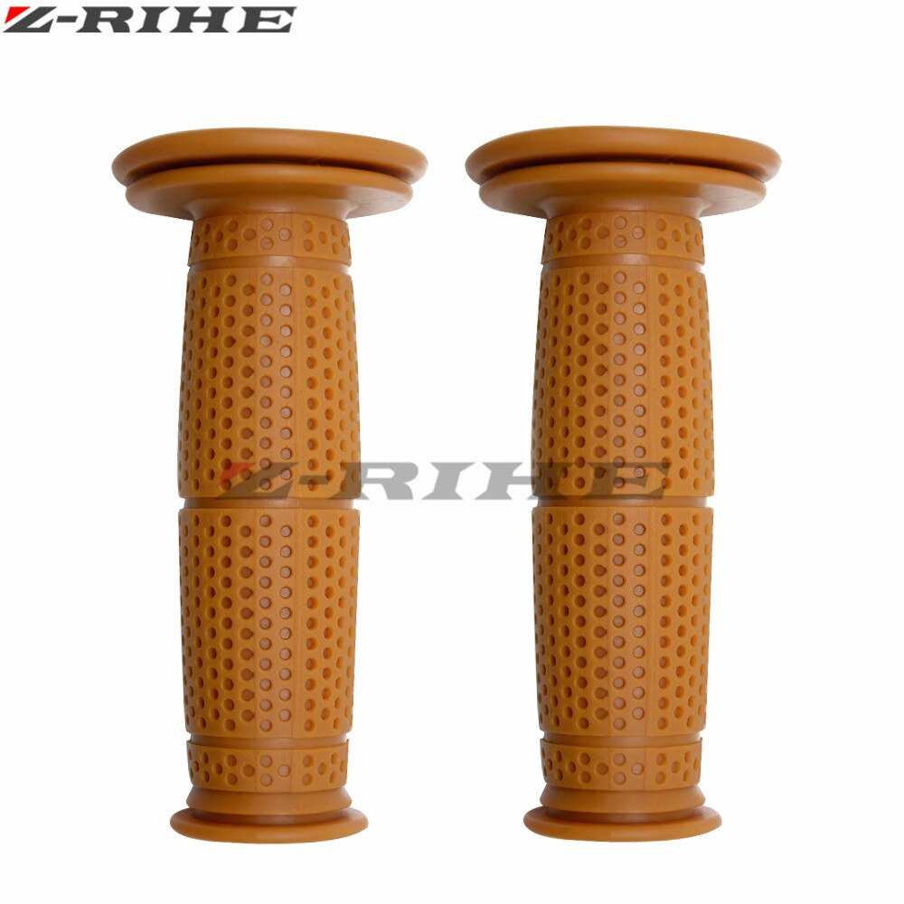 7/8 "22 cm Motorcycle Hand Grips Retro Handvat Rubber Bar Gel Grip voor Triumph Street Scrambler Vespa GTS 300 piaggio Moto Guzzi: Khaki