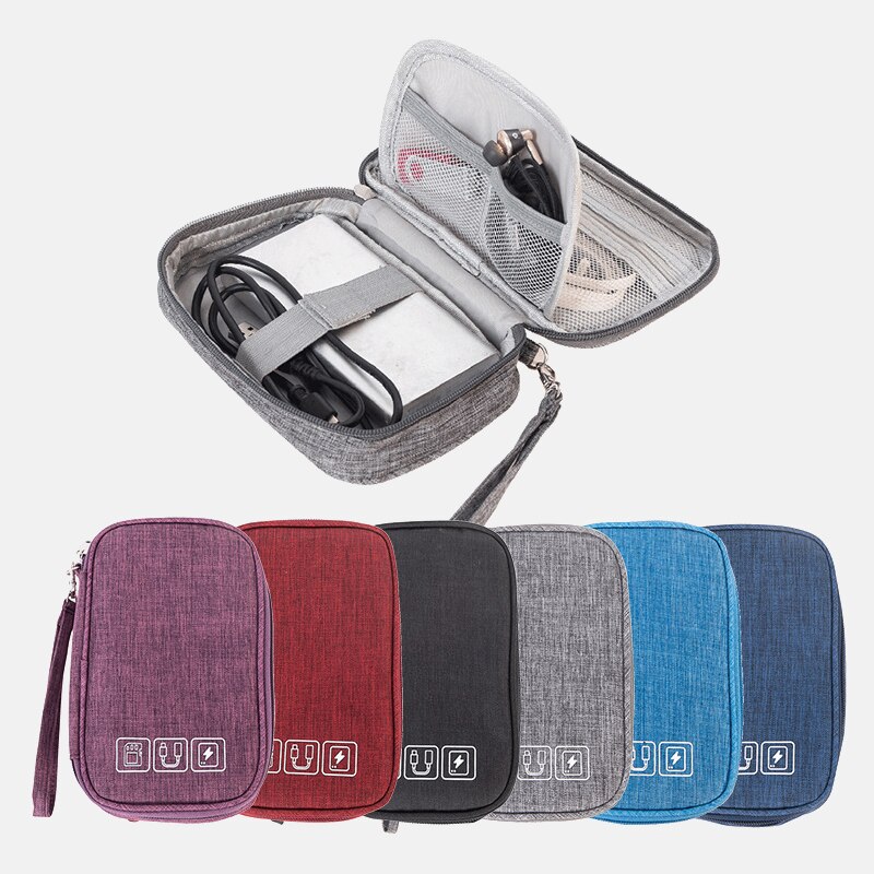 Kabel taske organizer ledninger oplader digital usb gadget bærbar elektronisk øretelefon etui lynlås opbevaringspose tilbehør rejse