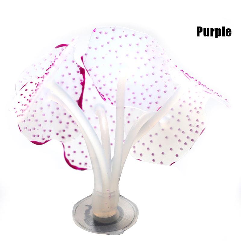 Siliconen Gloeiende Kunstmatige Aquarium Aquarium Koraal Planten Onderwater Ornament: purple