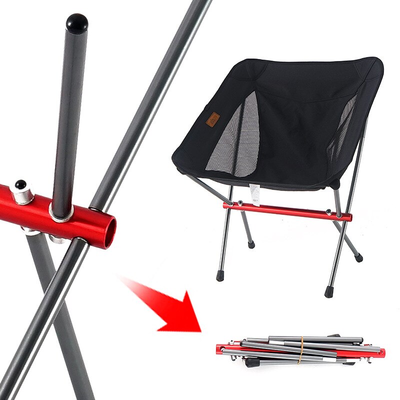 Silla de exteriores para acampar fácil de instalar sillas de playa grises ultraligeras Silla de playa portátil para acampar Silla de playa Plegable ligera de pesca: black