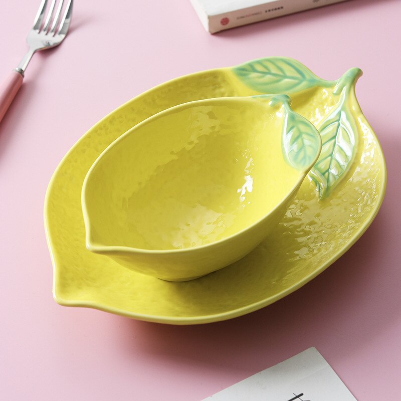 Japanese-style Lemon-shaped Plates Cute Dishes Household Rice Bowls Dessert Plates Fruit Plate Ceramic Plate