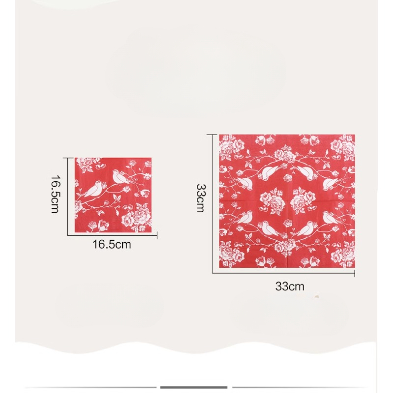 Rode Chinese Stijl Kleurrijk Servet Bedrukt Papier Servet Bruiloft Hotel Puur Houtpulp Papier 20 Stuks/Pac Ekster 2-Laag 33Cm Foodgrade