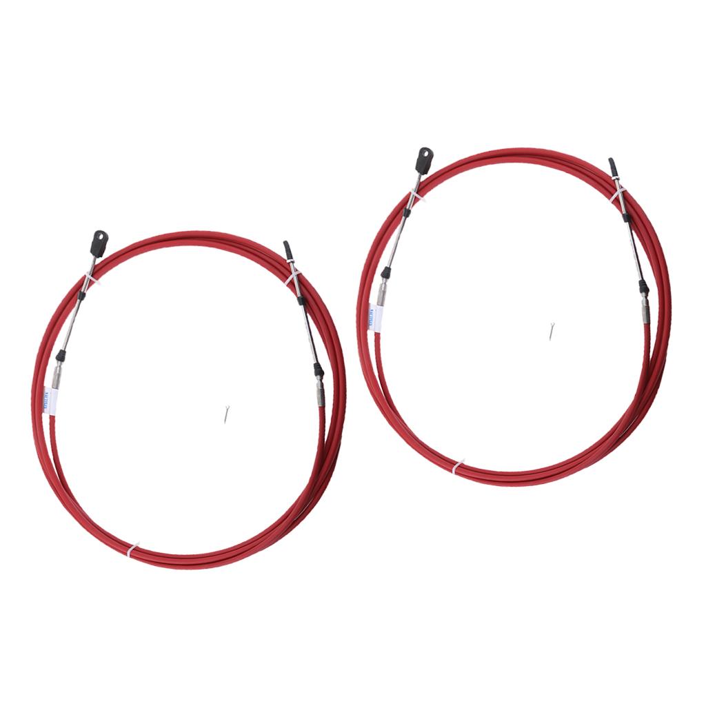 2pcs 14ft Outboard Throttle Shift Control Cable Assembly for Marine Boat Steering System, Red