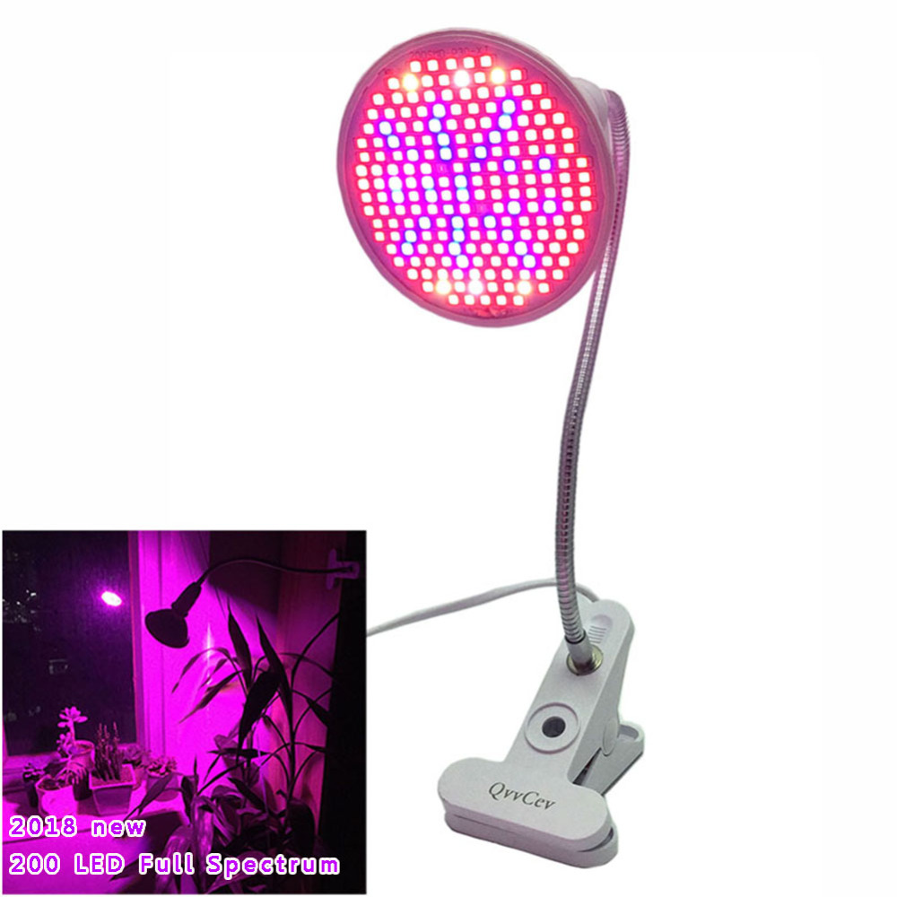 Full spectrum Dual Head 200 LED Plant Flower Grow Light Lamp red blue UV IR Lights clip for Veg Indoor E27 Green house