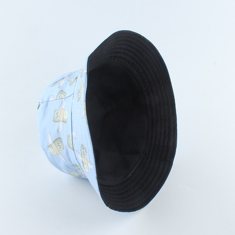 Dollar Print Omkeerbare Emmer Hoed Bob Chapeau Femme Visser Hoed Mannen Vissen Emmer Hoeden Outdoor Casquette