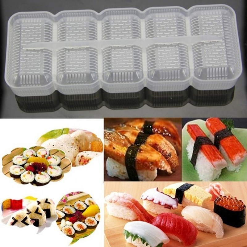 5 ruller sushi maker sushi skimmel japan nigiri sushi skimmel ris kugle non stick presse opbevaringsboks ris form bento værktøjer
