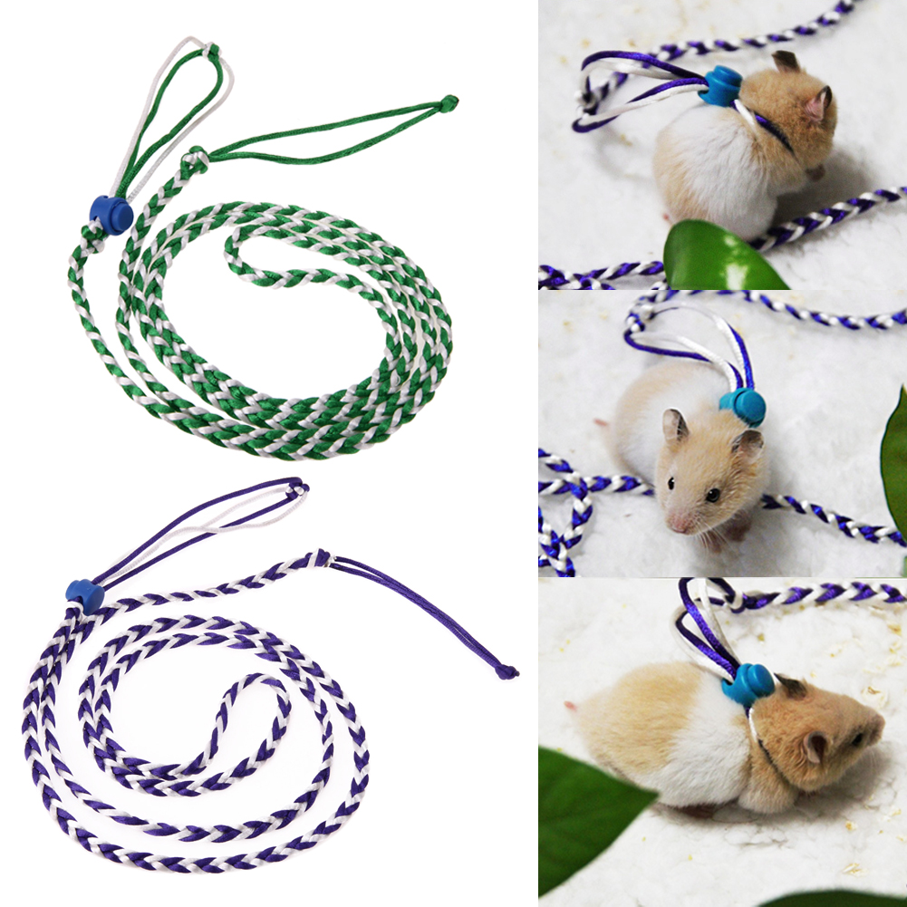 1.4M Adjustable Pet Hamster Leashes Gerbil Pet Cage Leash Cotton Rope Harness Lead Collar for Rat Mouse Hamster Pet Supplies