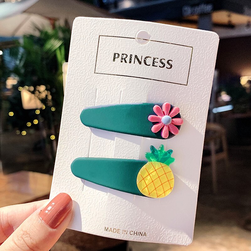 2 pçs criança meninas do bebê crianças pérola flor bohemia grampos de cabelo acessórios grampos de cabelo dos desenhos animados barrette presente foto: H