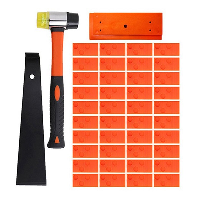 43 Pieces Wooden Floor Installation Kit Floor Assembly Toolswith Spacers Tapping Blocks Fiberglass Handle Mallets: Default Title