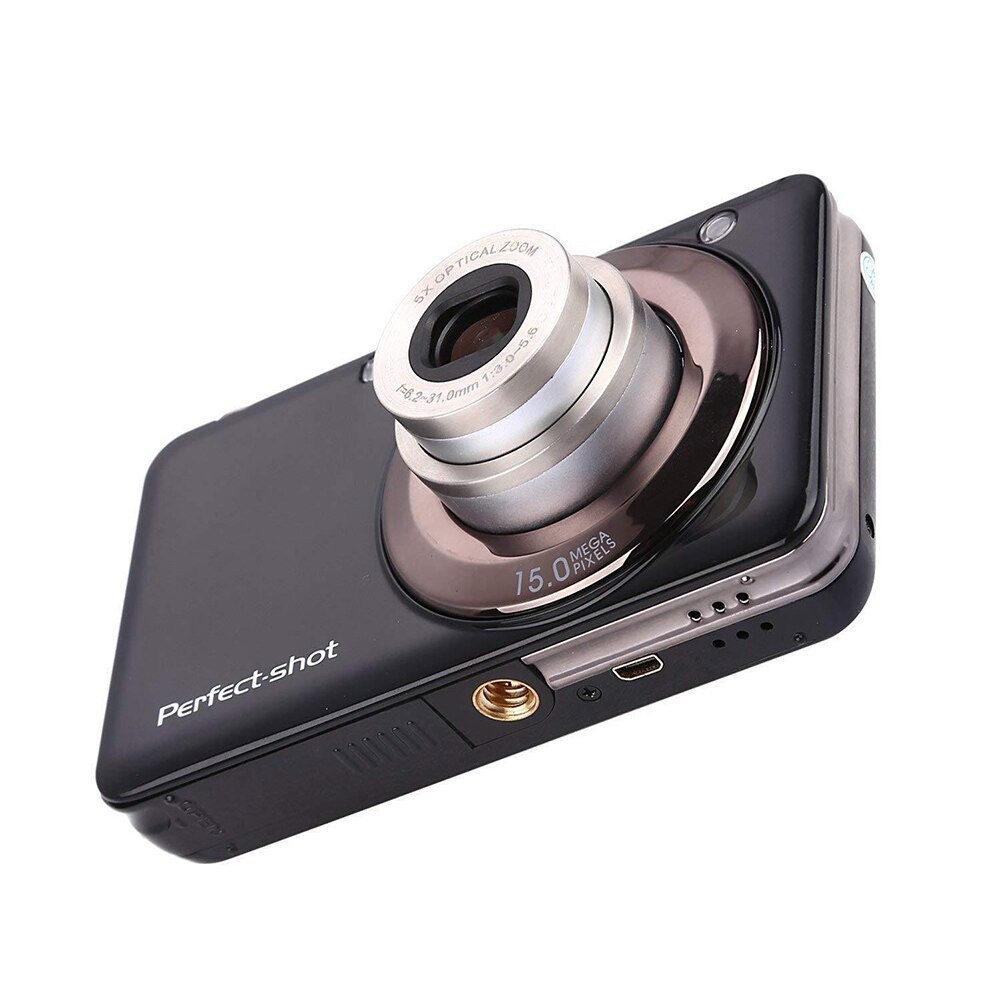 24mp video-opnames, anti-shake gezichtsdetectie, kleurrijke draagbare digitale fotocamera voor kinderen, optische zoom met hoge definitie: Zwart