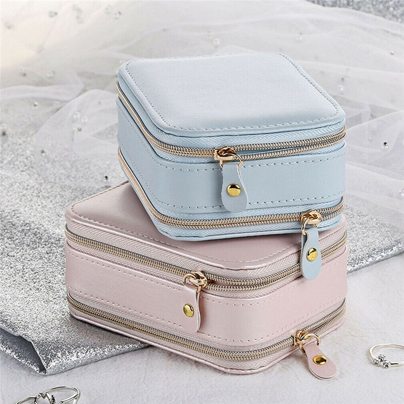 Draagbare Lederen Sieraden Doos Organizer Ketting Armband Earring Case Houder Reizen Sieraden Organisator Ornament Case