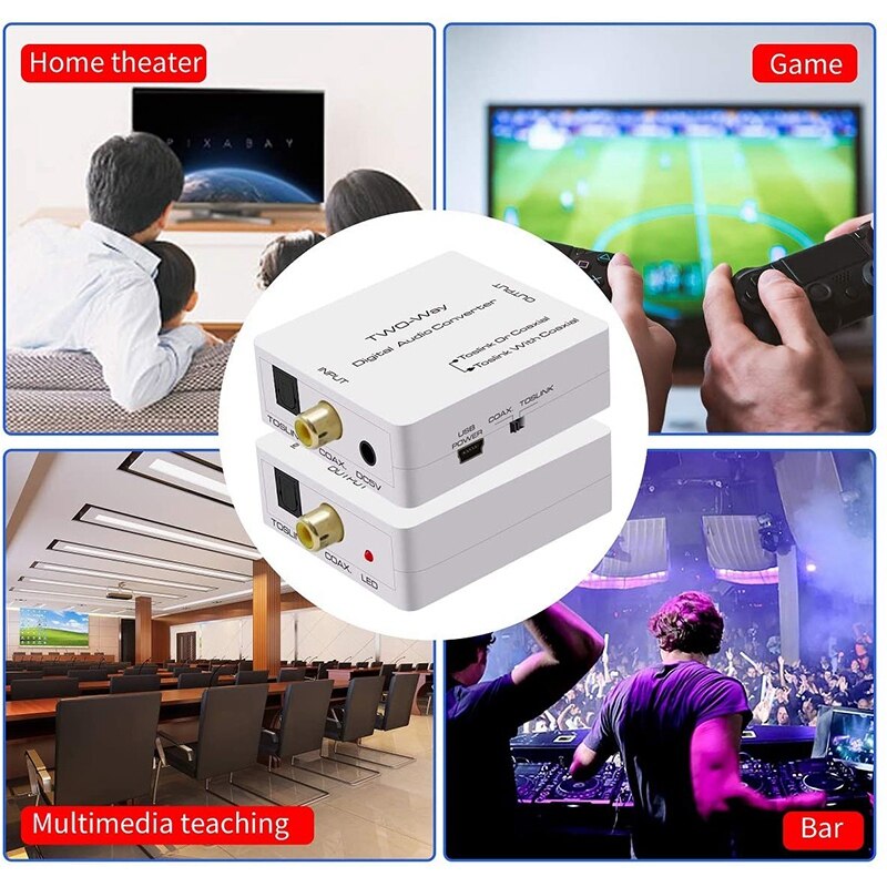 Optische Naar Coax Bi-Directionele Spdif Toslink Naar Coax Swtich Digitale Audio Converter Splitter Adapter: Default Title