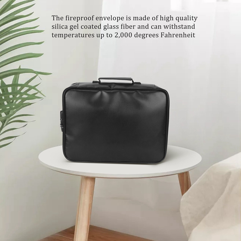 Organiseringsveske brannsikker dokumentveske med lås bærbar arkiveringsboks holder til dokumentmappe passbevis