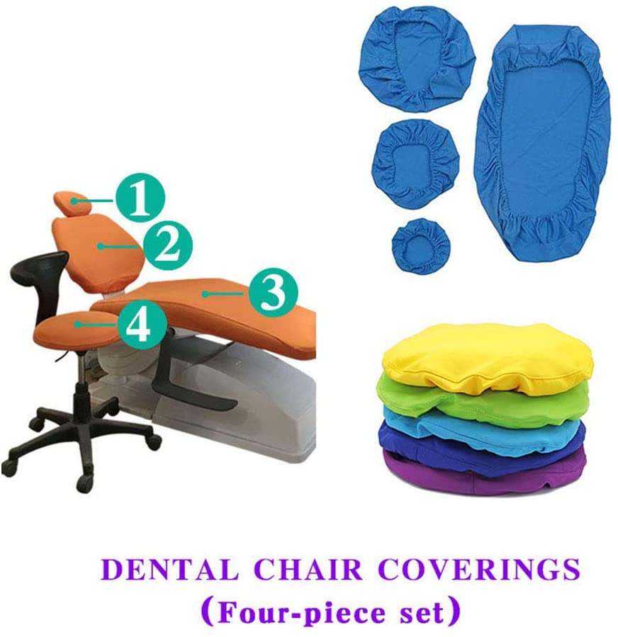 4 Pcs/Set Dental PU Leather Unit Dental Chair Seat Cover Chair Cover Elastic Waterproof Protective Case Protector Dentist Equipm