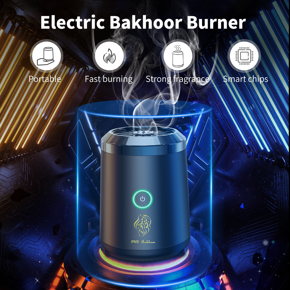 Brûleur d'encens électrique Portable, diffuseur d'arôme arabe Bakhoor, support Bukhoor Rechargeable arabe
