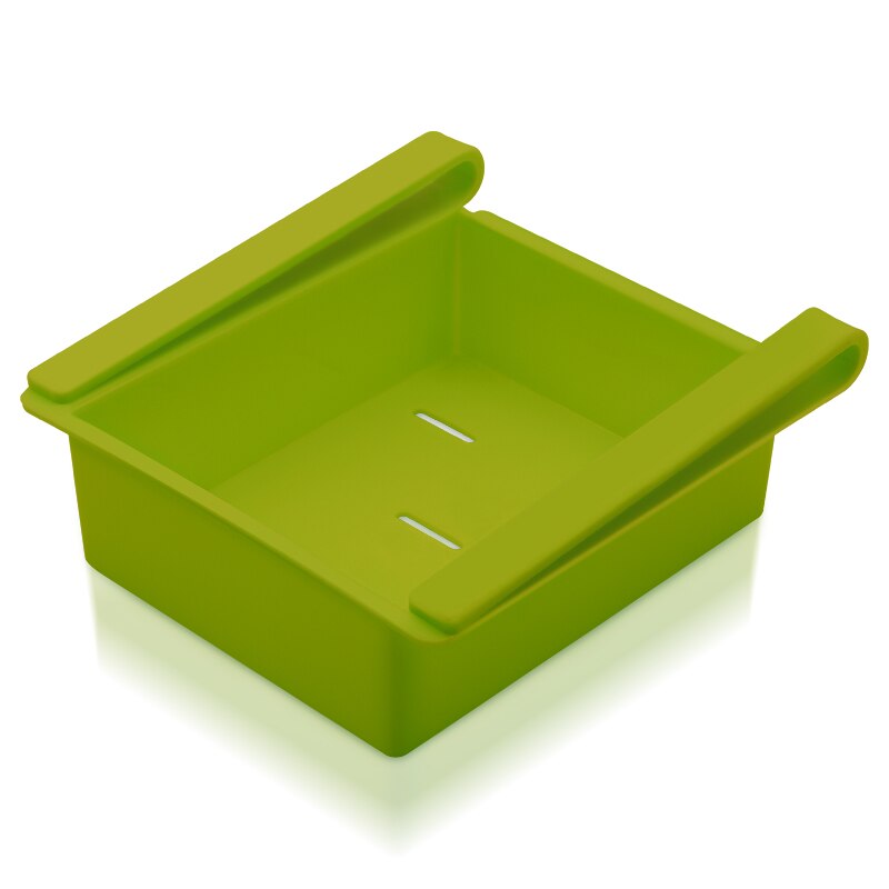 Estante retráctil de almacenamiento para cajón de nevera, estante para congelador, ajustable, extraíble, organizador de almacenamiento de capa espacial: Green