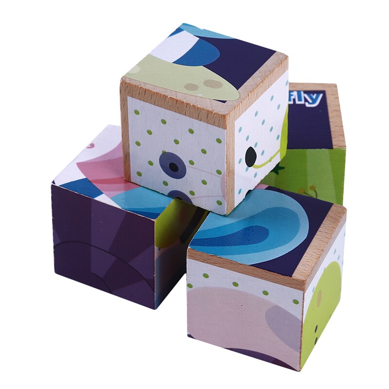 Houten cartoon dierenpuzzel speelgoed enkel 6 kanten wijsheid legpuzzel vroege educatie leerzaam speelgoed voor kinderen spel