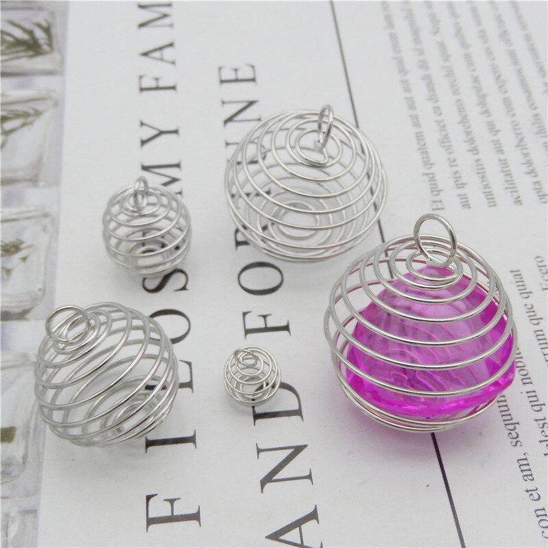 10-40 pièces spirale perle Cages pendentifs porte-pierre breloques collier Cage pendentifs pour la fabrication de bijoux résultats accessoire