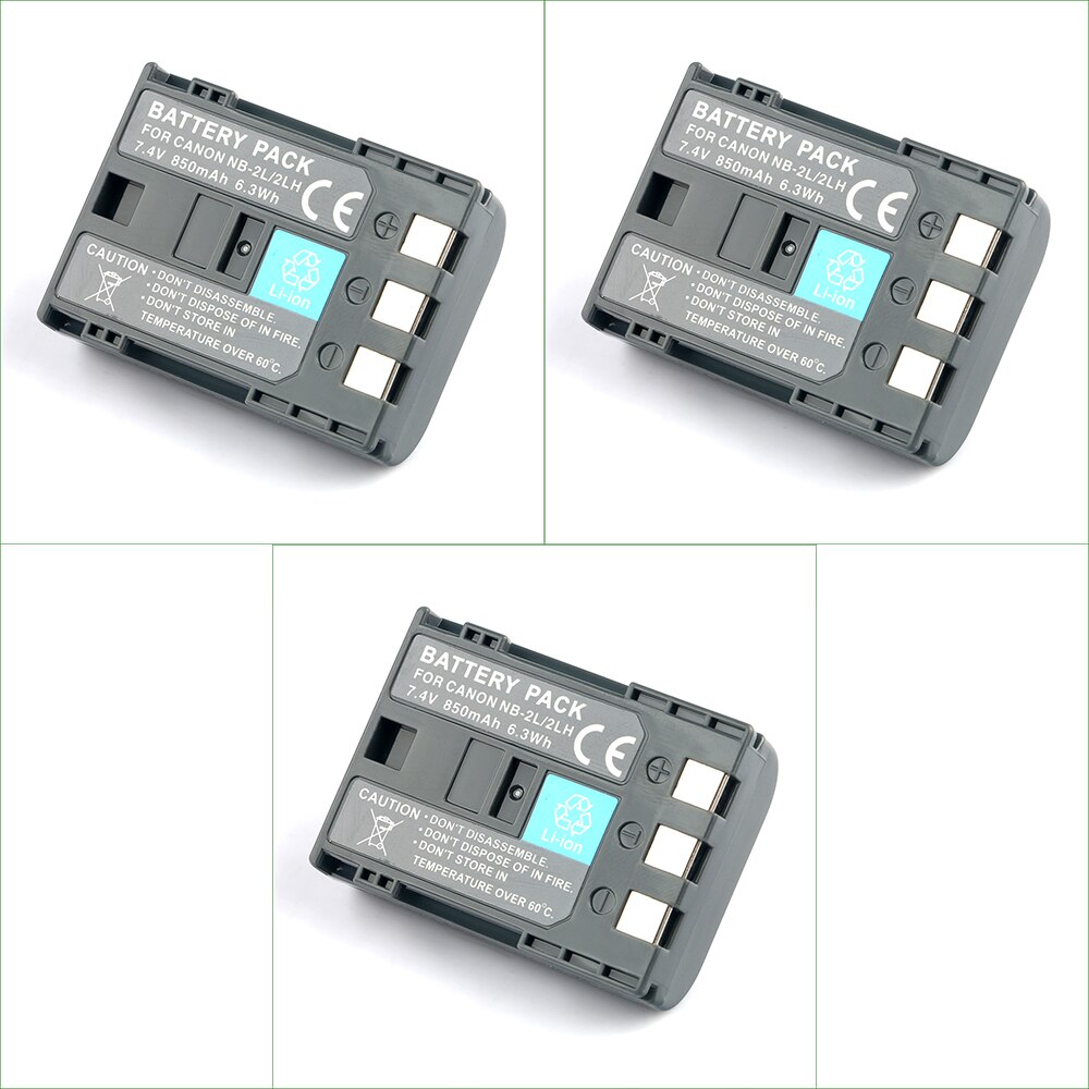 NB-2L NB-2LH Batterie D'appareil Photo Numérique Pour Canon NB-2L12 NB-2L14 NB-2L24 BP-2L5 BP-2LH CB-2LWE EOS 350D 400D Numérique Rebel XT, XTi: 3PC Battery