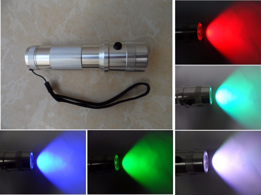 3W LED RGB Colour Changing Torch Flashlight 10 colours battery powered torch Party DJ Disco show lighting