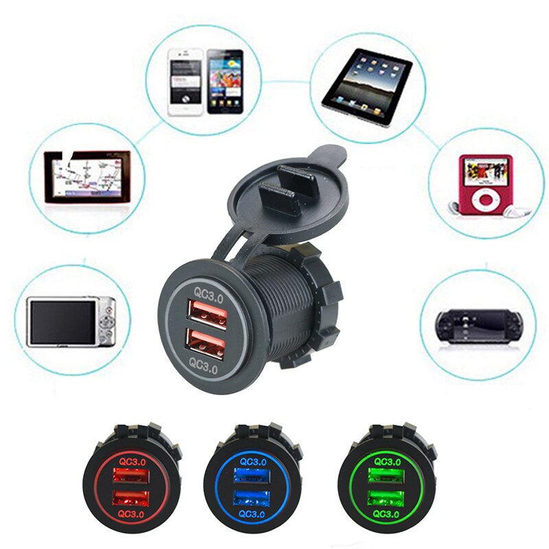 12V 24V Dual Qc 3.0 Usb Smart Auto Lader Snel Opladen Voor Cellphone Tablet Over pc Materiaal