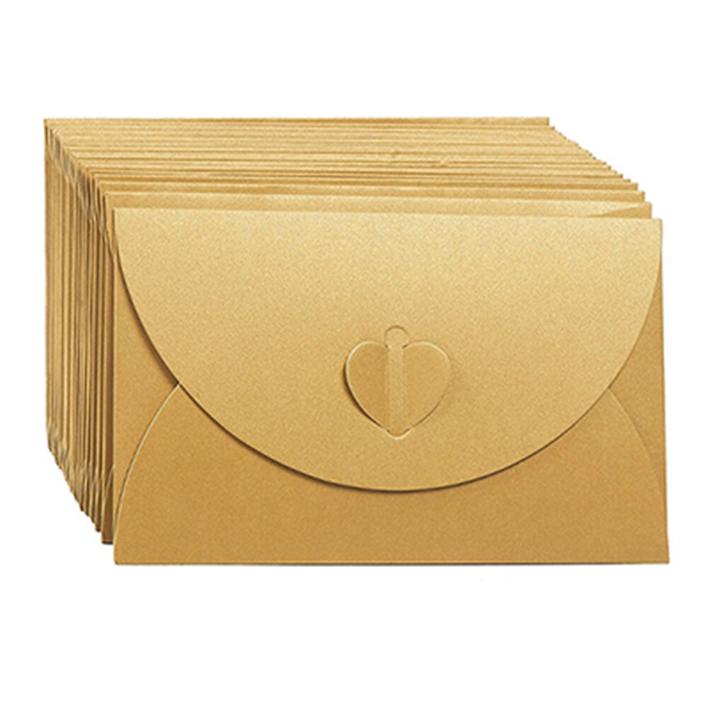 50 Pcs Handmade Mini Card Cute Post Card Heart Clasp Kraft Paper Envelopes Shining Colorful Envelopes Envelope Holders