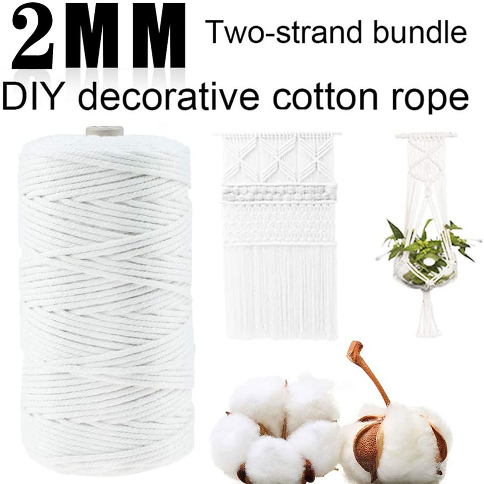Touw Twisted Cord Kleurrijke Koord Katoenen Draad Diy Party Bruiloft Decoratie Handgemaakte Craft Home Textiel 100M Macrame Koord
