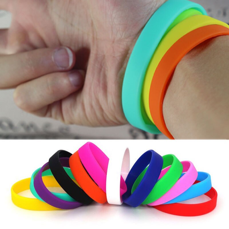 Sports Fitness Silicone Rubber Elasticity Wristband Cuff Bracelet Basketball Sports Wrist Band 12 Colors