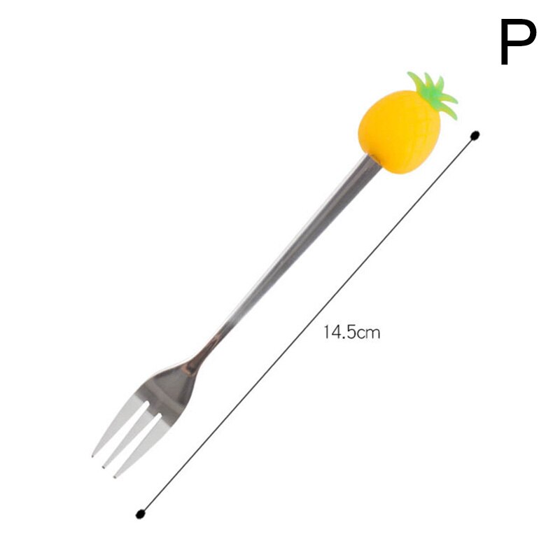 Spoons Fork Stainless Steel Coffee Stirring Spoon Fruit Dessert Fork Fruit Shaped Kitchen Tool Teaspoon Tableware: P