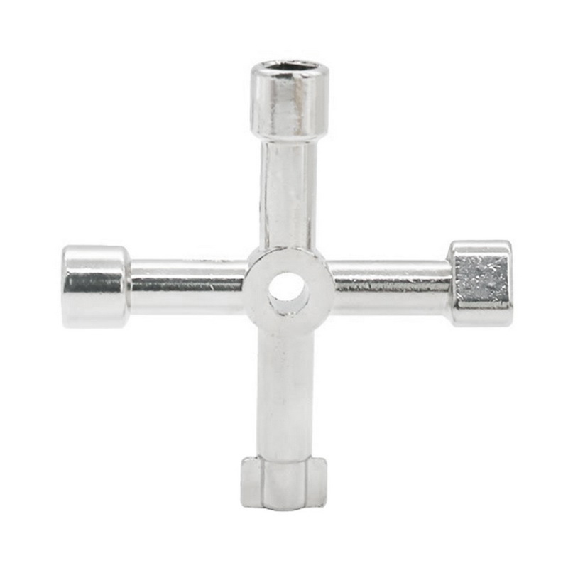 4 In 1 Universal Key Wrench Square Key Triangle Train Electrical Cupboard Box Elevator Cabinet Switch Wrench Key: Silver